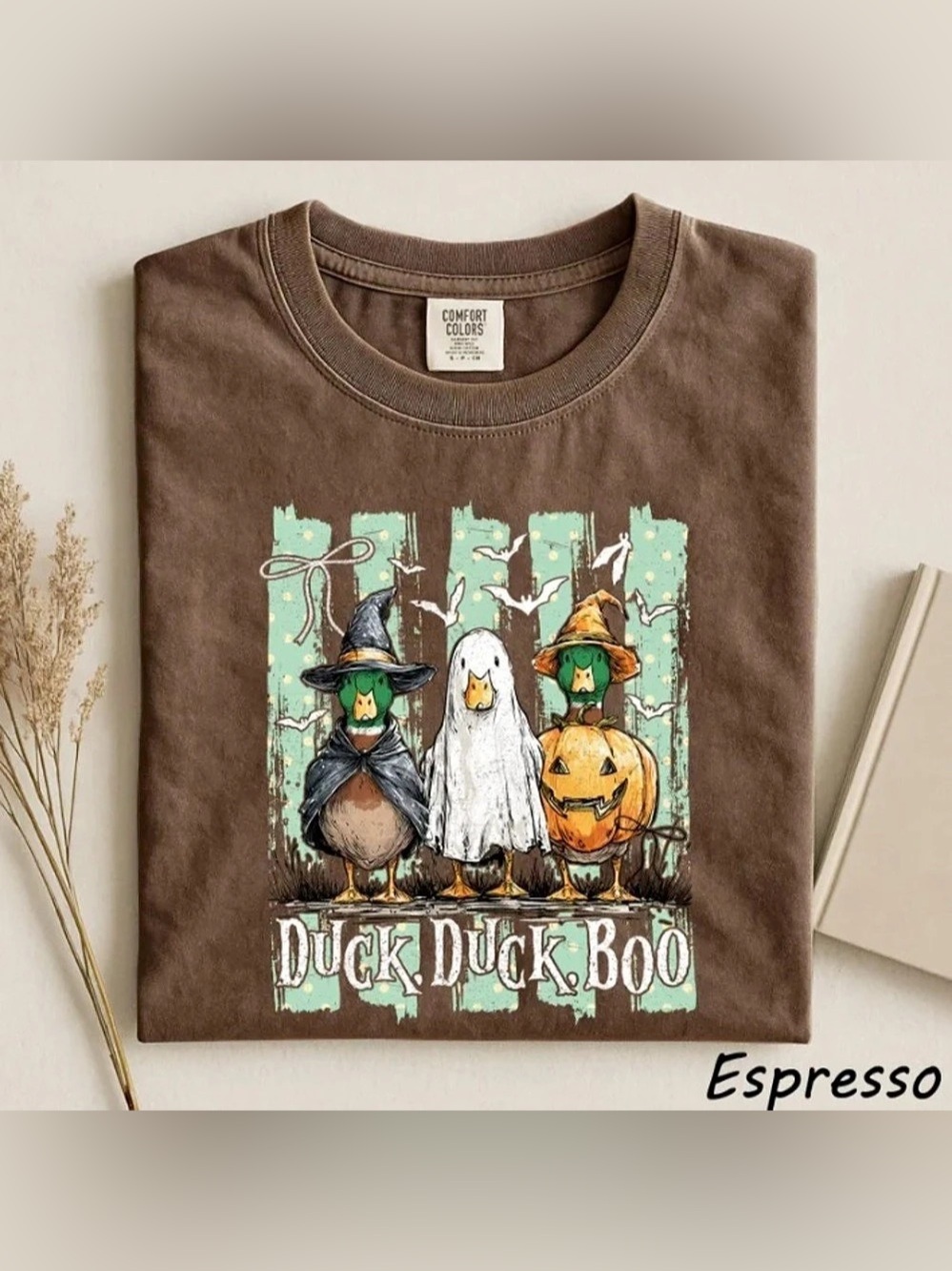 Duck Duck Boo Halloween Comfort Color Tee, Witch Mallard Duck Tee, Spooky Season
